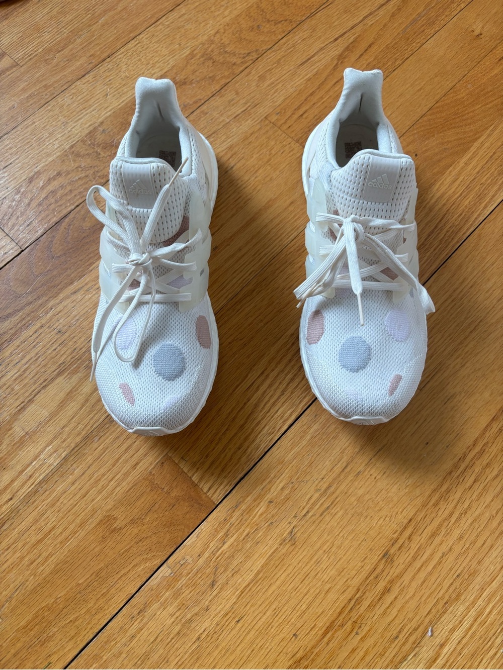 adidas White Sneakers with Pastel Polka Dots